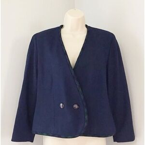 PENDLETON VTG Blue w/ Green Tartan Trim Blazer